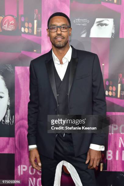 Derek Lee attends MAC Cosmetics Aaliyah Launch Party on June 14, 2018 in Hollywood, California.