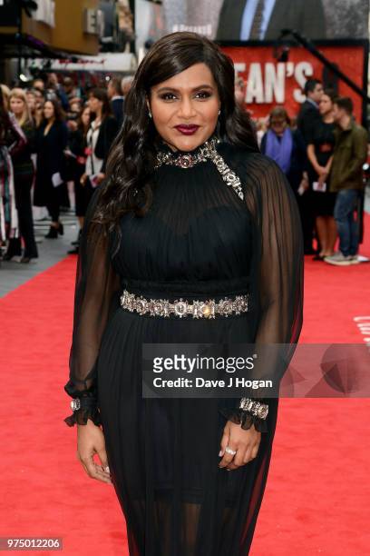 Mindy Kaling attends the 'Ocean's 8' UK Premiere held at Cineworld Leicester Square on June 13, 2018 in London, England.