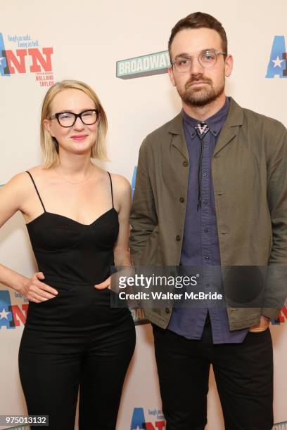 Halley Feiffer and Micha Stock attend a Special Broadway HD screening of Holland Taylor's 'Ann' at the the Elinor Bunin Munroe Film Center on June...