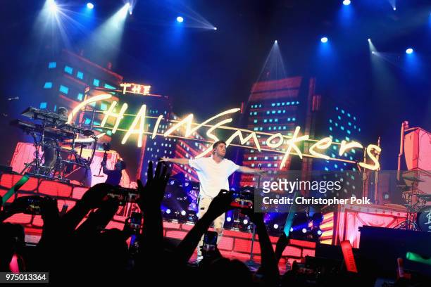 The Chainsmokers perform live exclusively for American Airlines AAdvantage Mastercard cardmembers at The Wiltern on June 14, 2018 in Los Angeles,...