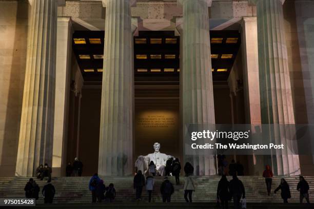 Visitors at the Lincoln Memorial, February 12 in Washington, DC. The memorial will be repaired and refurbished with the help of a gift from David...