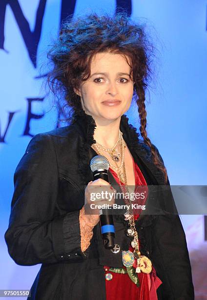 Actress Helena Bonham Carter attends the "Alice In Wonderland" Great Big Ultimate Fan Event at Hollywood & Highland Courtyard on February 19, 2010 in...