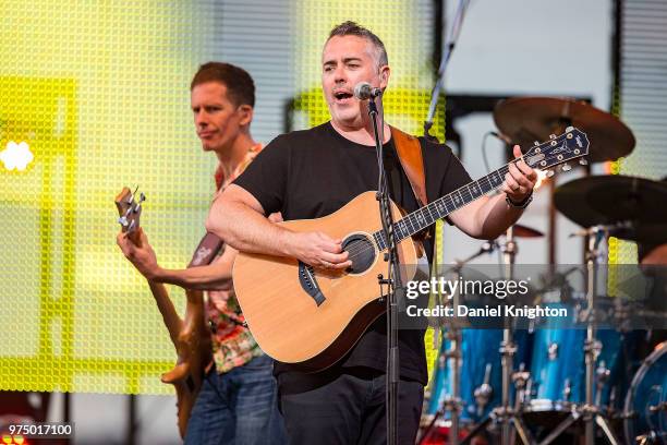 Musicians Ed Robertson and Andy Creeggan of Barenaked Ladies perform on stage at San Diego County Fair on June 14, 2018 in Del Mar, California.