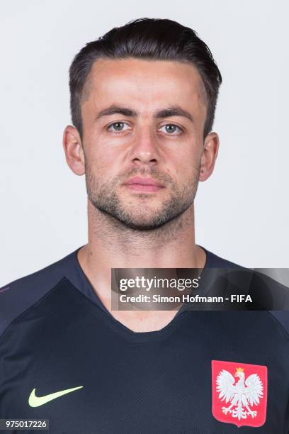 Lukasz Fabianski of Poland poses during the official FIFA World Cup 2018 portrait session at Hyatt Regency Hotel on June 14, 2018 in Sochi, Russia.