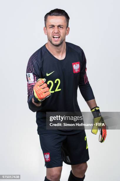 Lukasz Fabianski of Poland poses during the official FIFA World Cup 2018 portrait session at Hyatt Regency Hotel on June 14, 2018 in Sochi, Russia.