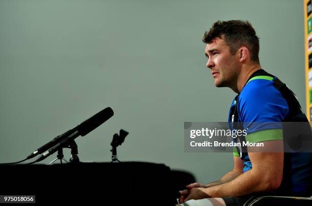 Melbourne , Australia - 15 June 2018; Captain Peter O'Mahony speaks to the media during a press conference after the Ireland rugby squad captain's...