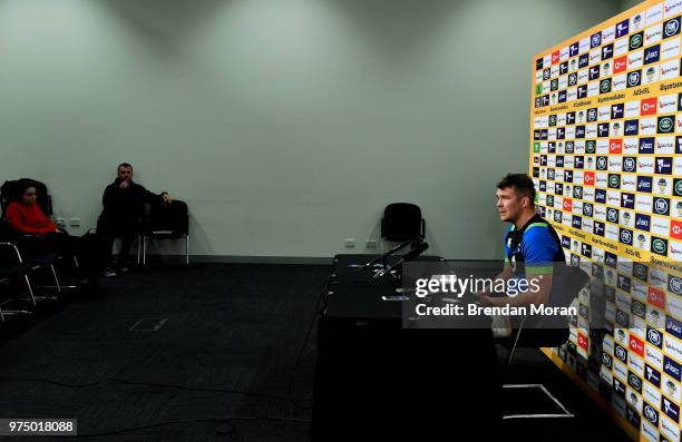 Melbourne , Australia - 15 June 2018; Captain Peter O'Mahony speaks to the media during a press conference after the Ireland rugby squad captain's...