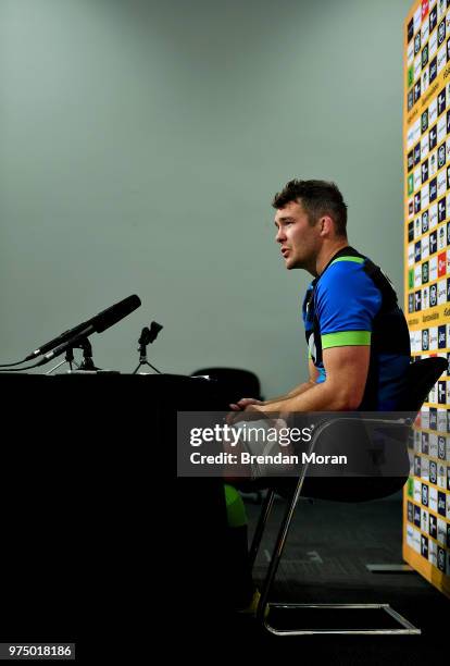 Melbourne , Australia - 15 June 2018; Captain Peter O'Mahony speaks to the media during a press conference after the Ireland rugby squad captain's...