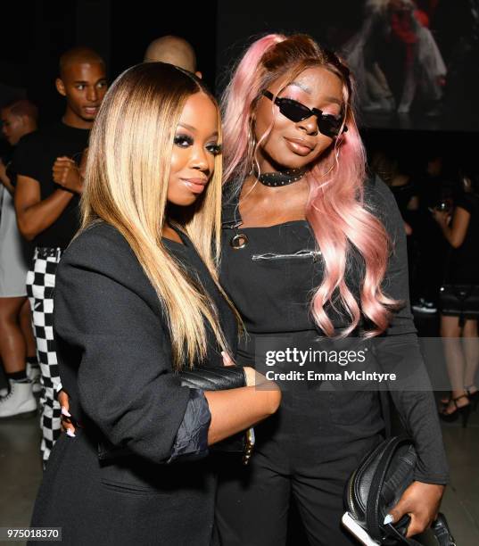 Shalom Blac and guest attend MAC Cosmetics Aaliyah Launch Party on June 14, 2018 in Hollywood, California.