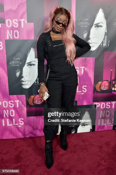 Shalom Blac attends MAC Cosmetics Aaliyah Launch Party on June 14, 2018 in Hollywood, California.