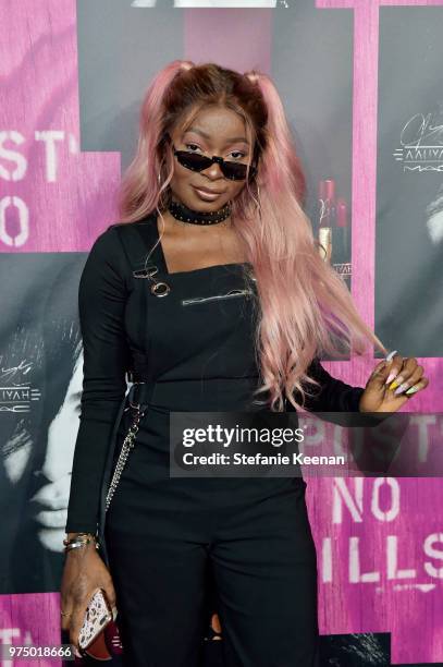 Shalom Blac attends MAC Cosmetics Aaliyah Launch Party on June 14, 2018 in Hollywood, California.