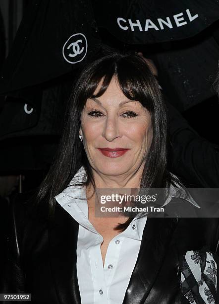Anjelica Huston arrives to the Chanel Hosts Pre-Oscar Dinner held at Madeo Restaurant on March 6, 2010 in Los Angeles, California.