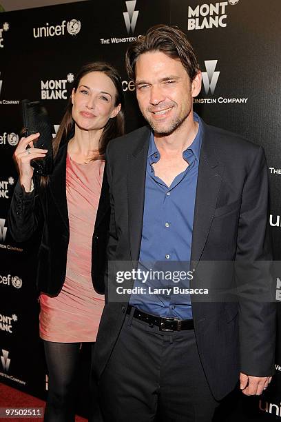 Actors Claire Forlani and Dougray Scott arrive at the Montblanc Charity Cocktail hosted by The Weinstein Company to benefit UNICEF held at Soho House...