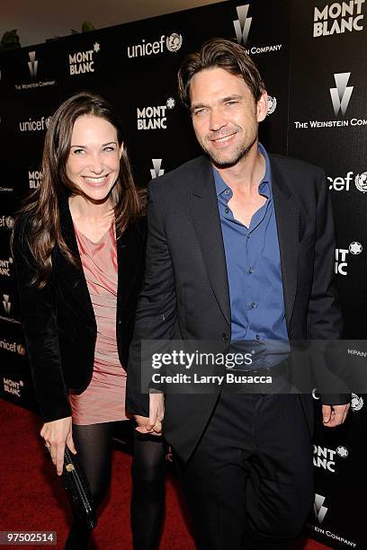 Actors Claire Forlani and Dougray Scott arrive at the Montblanc Charity Cocktail hosted by The Weinstein Company to benefit UNICEF held at Soho House...