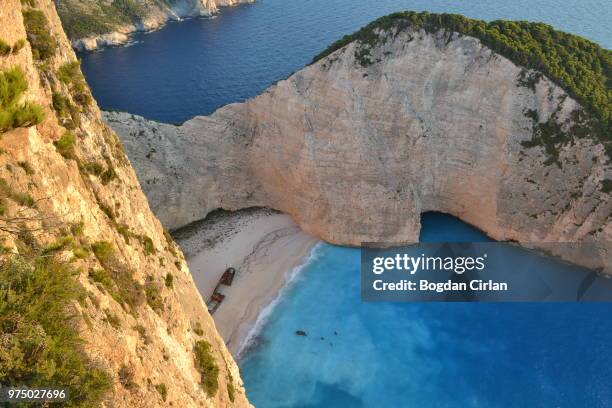 navagio's hidden message - navagio stock pictures, royalty-free photos & images