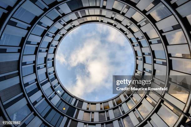 upward view from hamburger welle, hamburg, germany - architektur stock-fotos und bilder