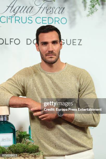 Spanish Olympic Medalist Saul Craviotto presents 'Agua Fresca Citrus Cedro' fragance by Adolfo Dominguez on June 14, 2018 in Madrid, Spain.