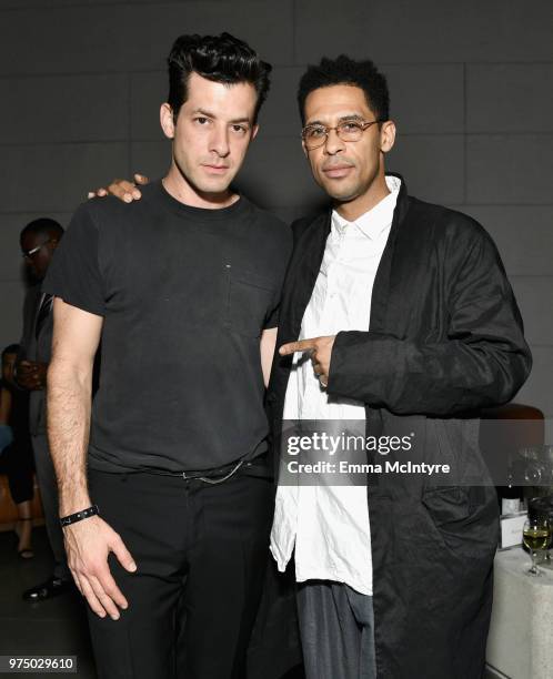 Mark Ronson and Rashad Haughton attend MAC Cosmetics Aaliyah Launch Party on June 14, 2018 in Hollywood, California.