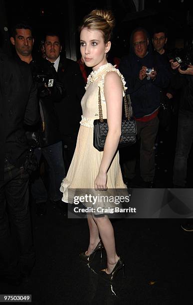 Emma Roberts arrives at the Chanel And Charles Finch Pre-Oscar Party Celebrating Fashion And Film at Madeo Restaurant on March 6, 2010 in Los...