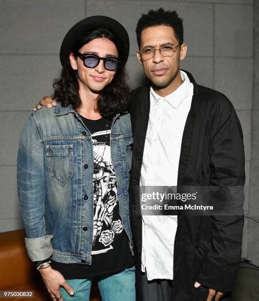 Julian Cihi and Rashad Haughton attend MAC Cosmetics Aaliyah Launch Party on June 14, 2018 in Hollywood, California.