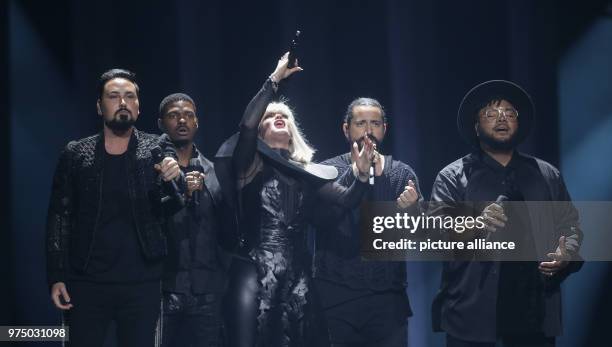 May 2018, Portugal, Lisbon: The band Equinox singing for Bulgaria the song "Bones" during the first semifinal of the Eurovision Song Contest. Photo:...