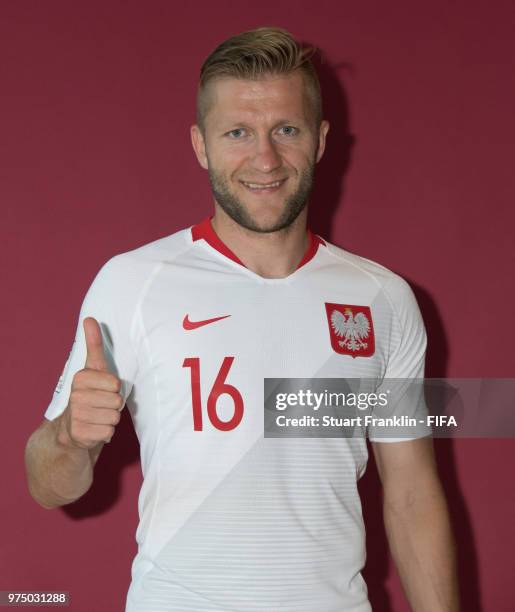 Jakub Blaszczykowski of Poland poses for a photograph during the official FIFA World Cup 2018 portrait session at on June 14, 2018 in Sochi, Russia.