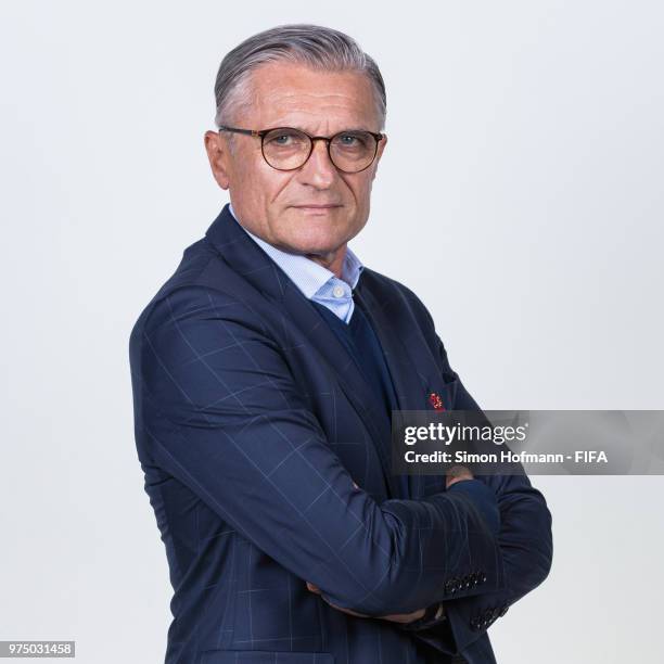 Adam Nawalka of Poland poses during the official FIFA World Cup 2018 portrait session at Hyatt Regency Hotel on June 14, 2018 in Sochi, Russia.