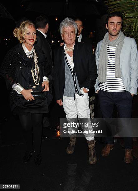 Designer Nicky Haslam arrives at the Chanel And Charles Finch Pre-Oscar Party Celebrating Fashion And Film at Madeo Restaurant on March 6, 2010 in...