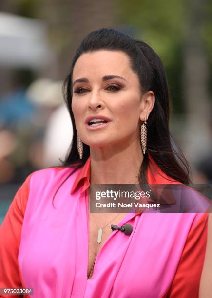 Kyle Richards visits "Extra" at Universal Studios Hollywood on June 14, 2018 in Universal City, California.