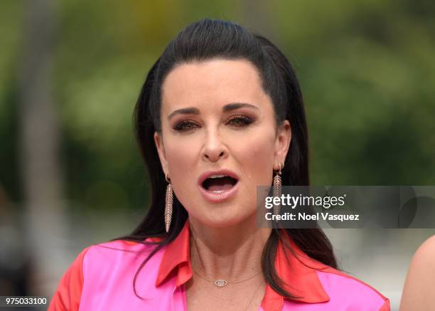 Kyle Richards visits "Extra" at Universal Studios Hollywood on June 14, 2018 in Universal City, California.