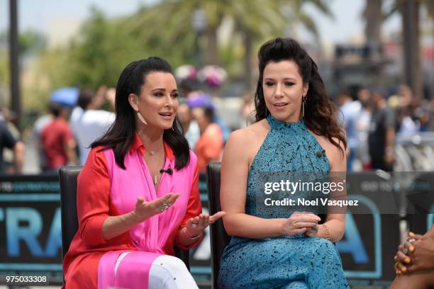 Kyle Richards and Jennifer Bartels visit "Extra" at Universal Studios Hollywood on June 14, 2018 in Universal City, California.