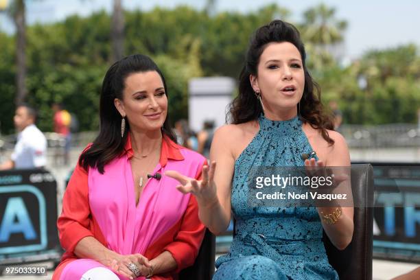 Kyle Richards and Jennifer Bartels visit "Extra" at Universal Studios Hollywood on June 14, 2018 in Universal City, California.