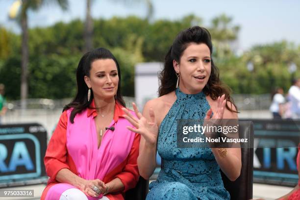 Kyle Richards and Jennifer Bartels visit "Extra" at Universal Studios Hollywood on June 14, 2018 in Universal City, California.