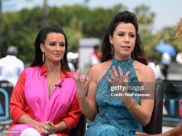 Kyle Richards and Jennifer Bartels visit "Extra" at Universal Studios Hollywood on June 14, 2018 in Universal City, California.