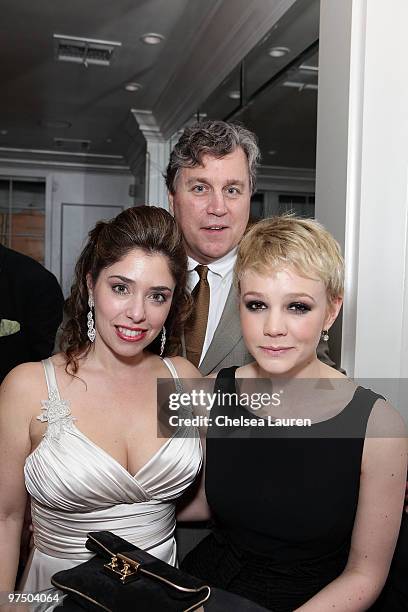 Designer Kristin Raffone, Sony Pictures Classics co-president Tom Bernard and actress Carey Mulligan attend the Sony Classics Dinner Party at Il...