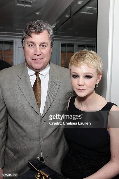 Sony Pictures Classics co-president Tom Bernard and actress Carey Mulligan attend the Sony Classics Dinner Party at Il Cielo on March 6, 2010 in...