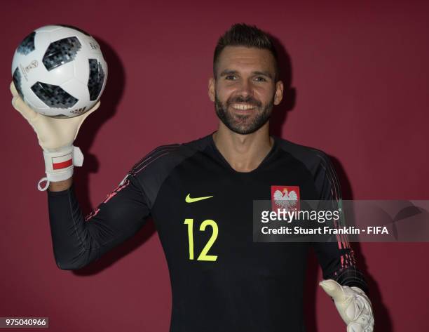 Bartosz Bialkowski of Poland poses for a photograph during the official FIFA World Cup 2018 portrait session at on June 14, 2018 in Sochi, Russia.