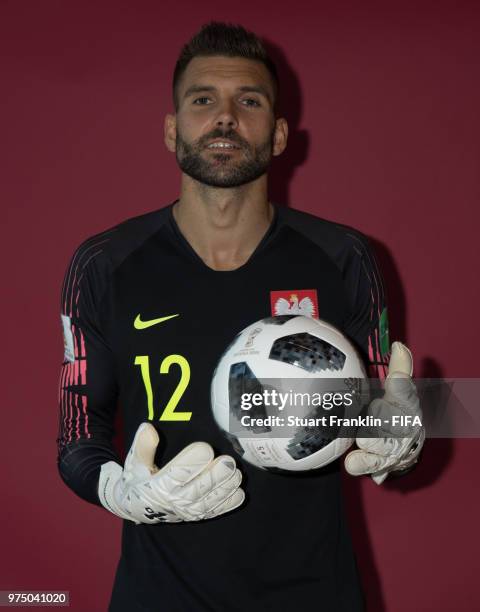 Bartosz Bialkowski of Poland poses for a photograph during the official FIFA World Cup 2018 portrait session at on June 14, 2018 in Sochi, Russia.