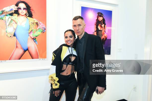 Becky G and Markus Klinko attend the 2000s Exhibition Opening at Mouche Gallery, Sponsored by Fujifilm on June 14, 2018 in Los Angeles, California.