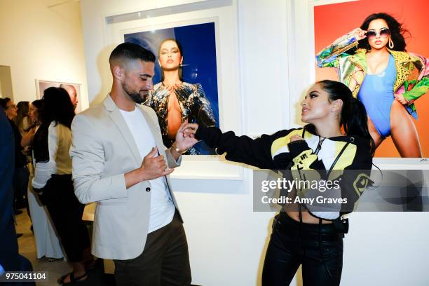 Sebastian Lletget and Becky G attend the 2000s Exhibition Opening at Mouche Gallery, Sponsored by Fujifilm on June 14, 2018 in Los Angeles,...