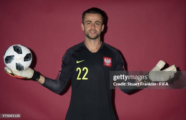 Lukasz Fabianski of Poland poses for a photograph during the official FIFA World Cup 2018 portrait session at on June 14, 2018 in Sochi, Russia.