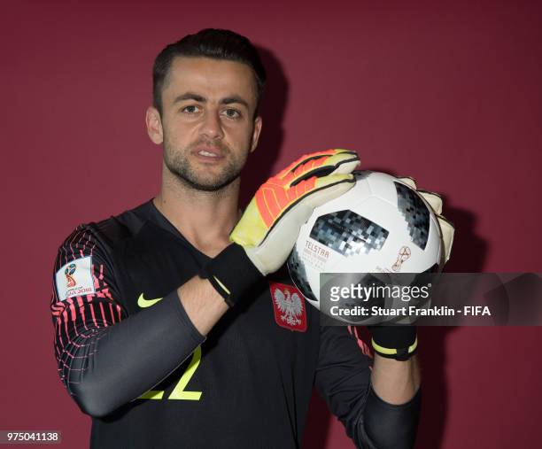 Lukasz Fabianski of Poland poses for a photograph during the official FIFA World Cup 2018 portrait session at on June 14, 2018 in Sochi, Russia.