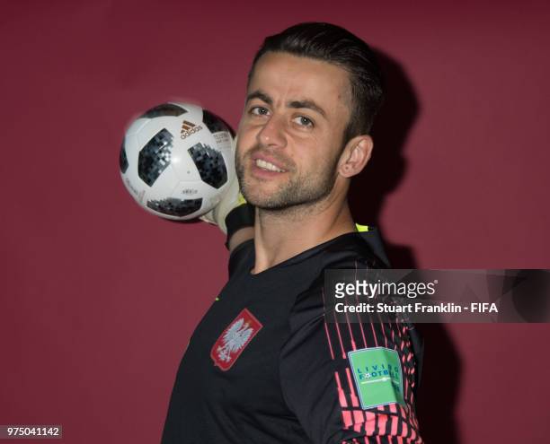 Lukasz Fabianski of Poland poses for a photograph during the official FIFA World Cup 2018 portrait session at on June 14, 2018 in Sochi, Russia.