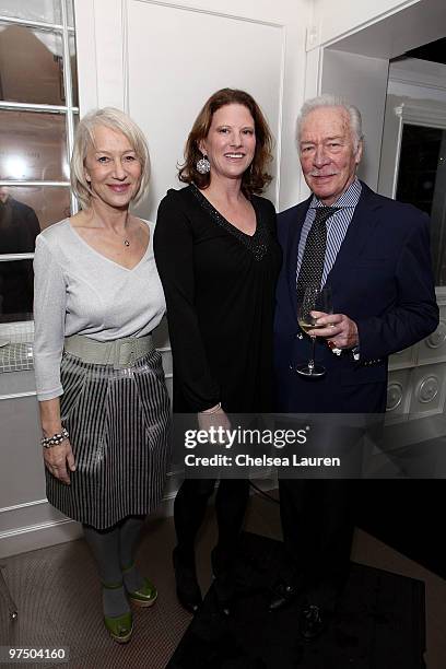 Actress Helen Mirren, US president of Parmigiani Watches Michelle Veyna and actor Christopher Plummer attend the Sony Classics Dinner Party at Il...