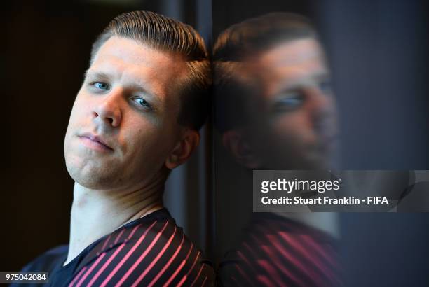 Wojciech Szczesny of Poland poses for a photograph during the official FIFA World Cup 2018 portrait session at on June 14, 2018 in Sochi, Russia.