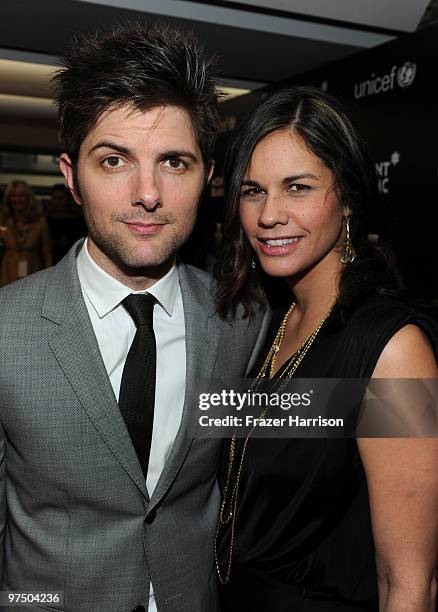 Actors Adam Scott and Naomi Sablan arrive at the Montblanc Charity Cocktail Hosted By The Weinstein Company To Benefit UNICEF held at Soho House on...