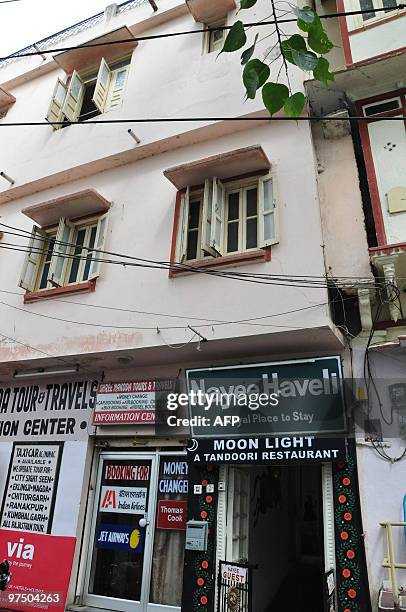 An exterior view of the Hotel Nayee Haveli where deceased French citizen Anne Clouet was staying in Udaipur's Jagdish Chowk area on March 7, 2010....