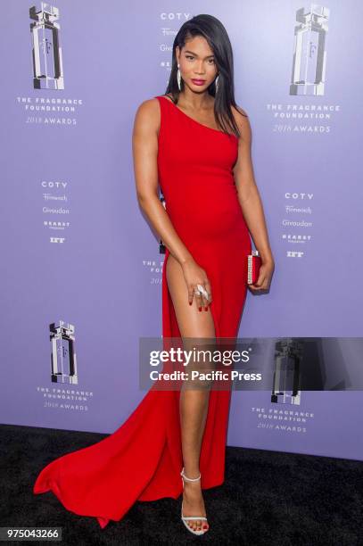 Pregnant Chanel Iman attends 2018 Fragrance Foundation Awards at Alice Tully Hall at Lincoln Center.