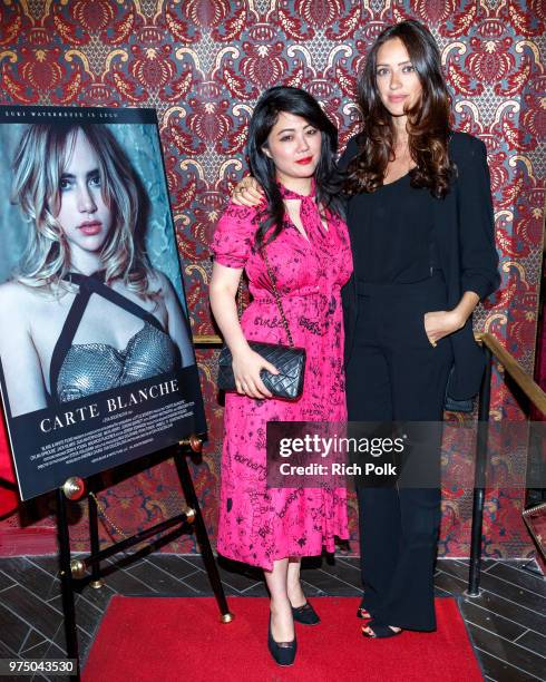Producer Andrea Chung and actress Jessica Heller arrive at an event where Flaunt Presents a private screening of Eva Dolezalova's "Carte Blanche" at...