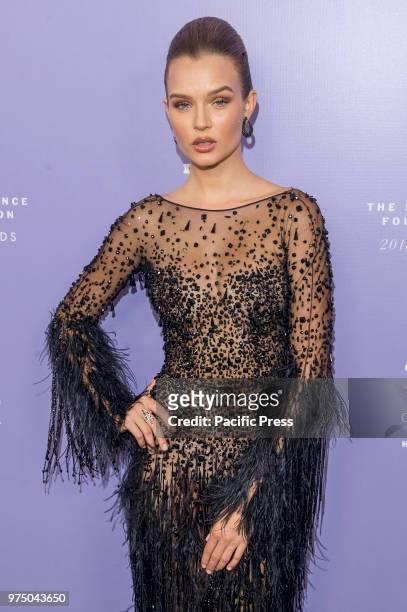 Josephine Skriver wearing dress by Zuhair Murad attends 2018 Fragrance Foundation Awards at Alice Tully Hall at Lincoln Center.